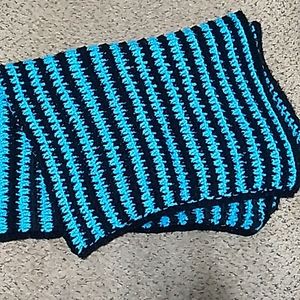 Blue and black knit blanket